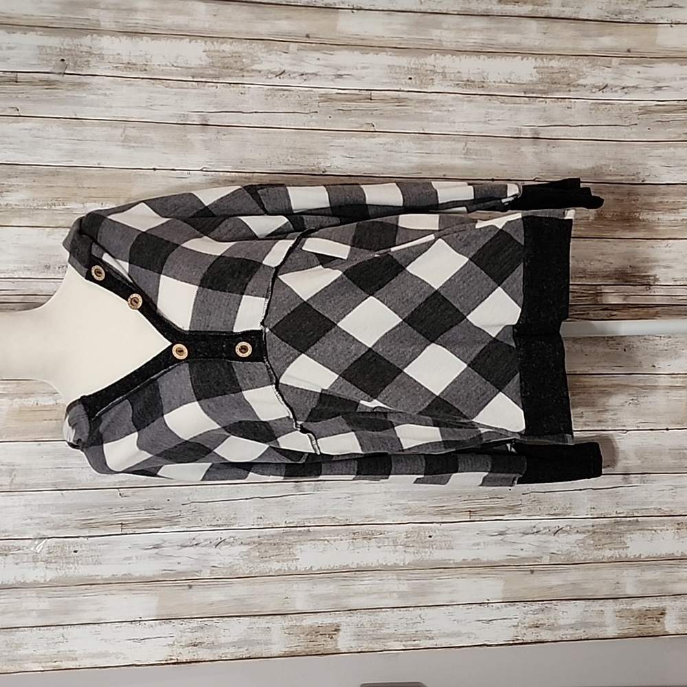 Black & White Plaid Thumbhole Pullover hoodie